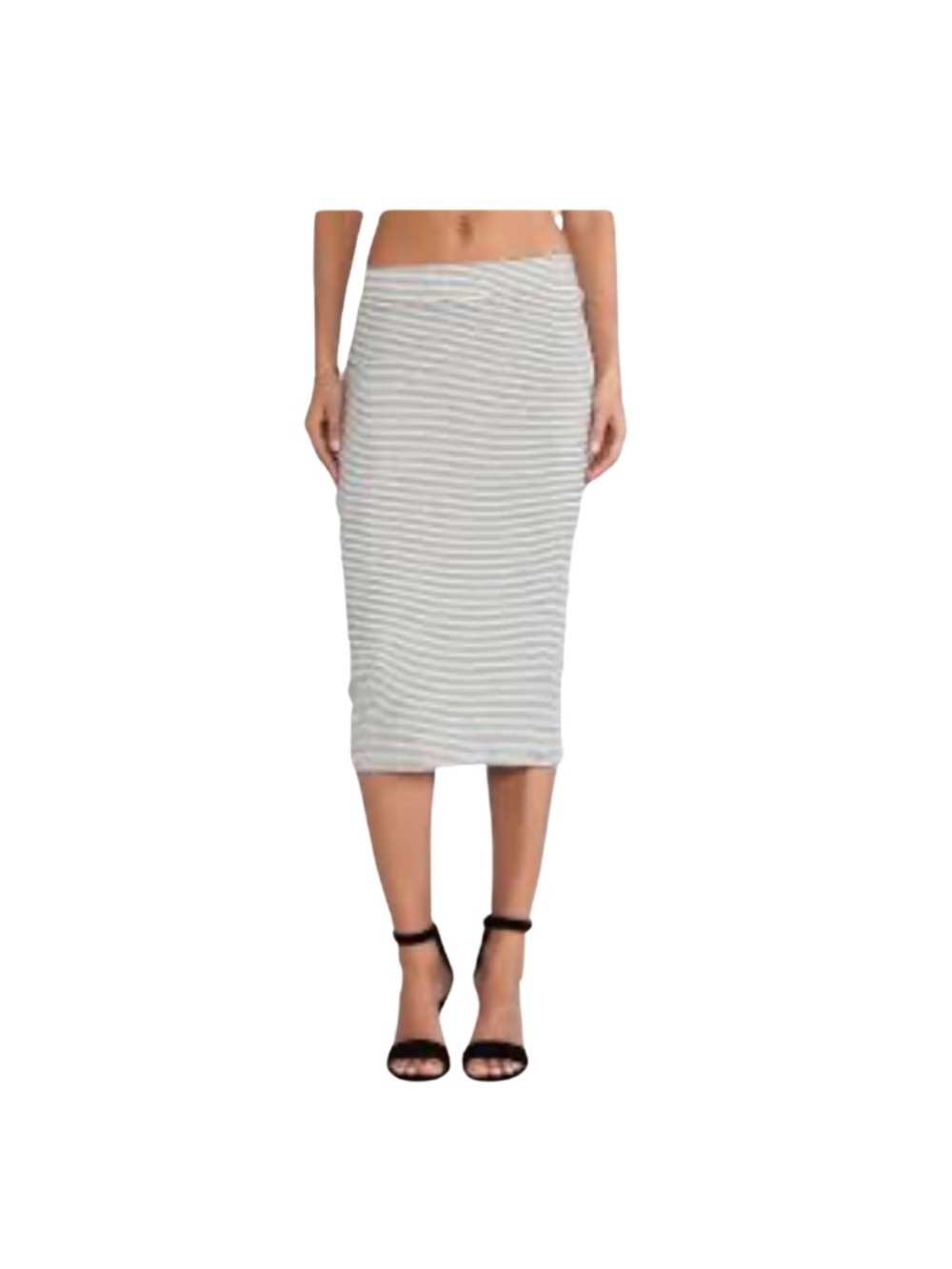 ✨James Perse
Striped Pencil Midi Skirt in
Heather Grey & Black Stripes SZ 2✨